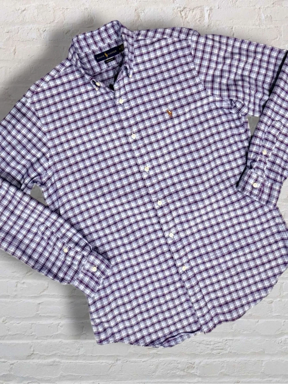 Polo Ralph Lauren Purple Plaid Button Down Shirt Multicolor Pony Classic Mens